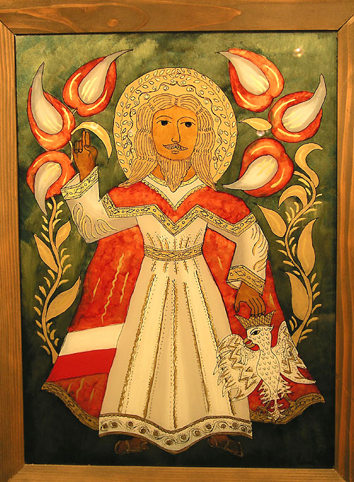 Zakopane - wystawa twrcw ludowych w piwnicy Kaplicy na Jaszczurwce, obraz malowany na szkle